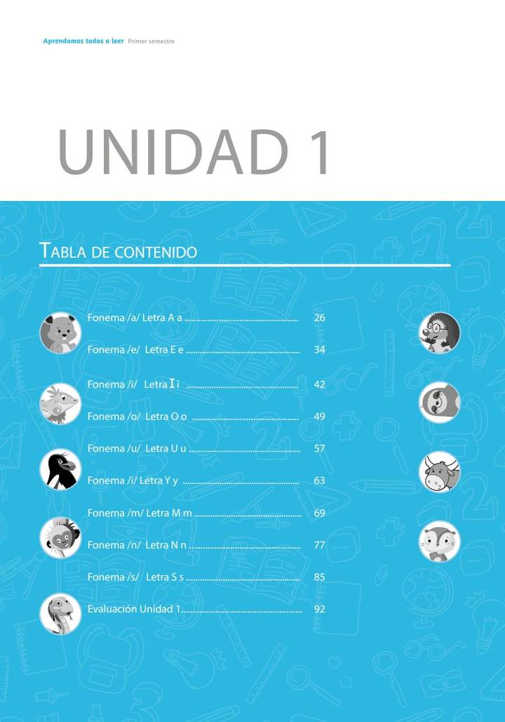 Lenguaje 1° Grado - Aprendamos Todos a Leer - Guía para el Docente Primer Semestre Unidades 1 y 2 (MEN) PDF 3 Índice de Lenguaje 1° Grado - Aprendamos Todos a Leer - Guía para el Docente Primer Semestre Unidades 1 y 2