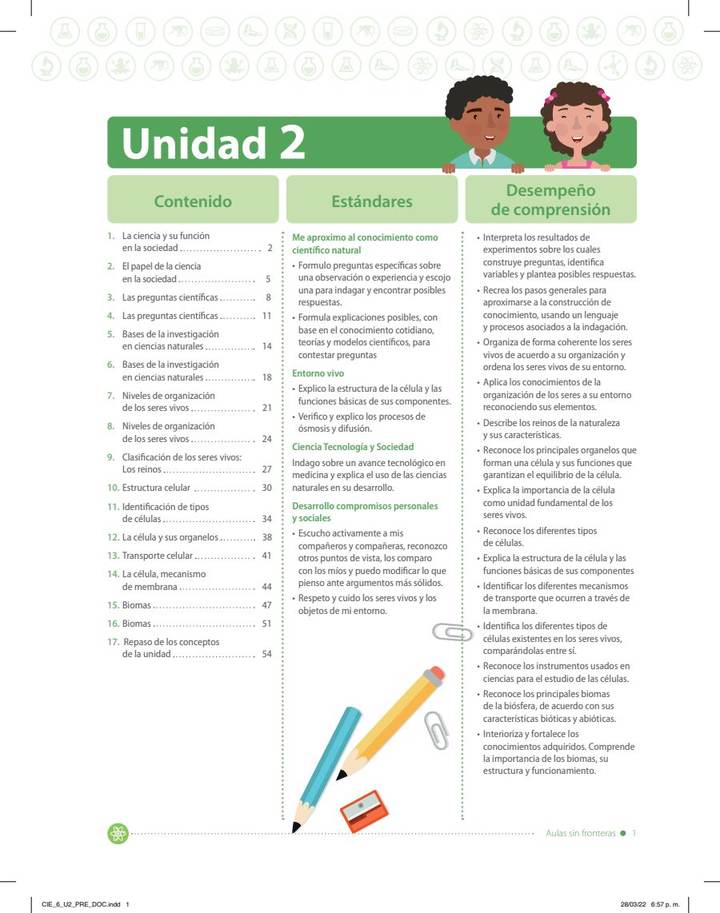 Ciencias Naturales 6° Grado - Aulas Sin Fronteras - Bimestre 2 - Guía del Docente (MEN) PDF 3 Índice de Ciencias Naturales 6° Grado - Aulas Sin Fronteras - Bimestre 2 - Guía del Docente