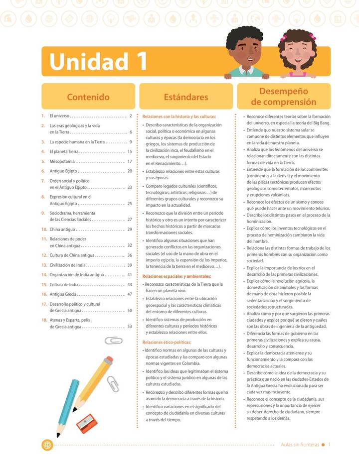 Índice de Ciencias Sociales 6° - Aulas Sin Fronteras - B1 Estudiante