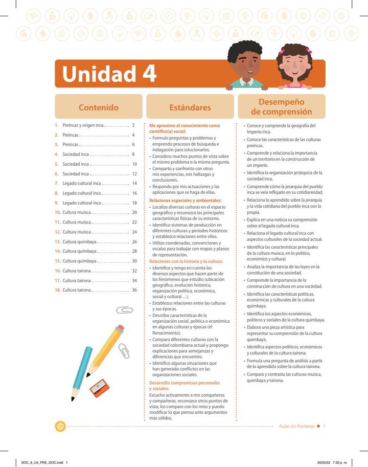 Índice de Ciencias Sociales 6° - Aulas Sin Fronteras - B4 Docente