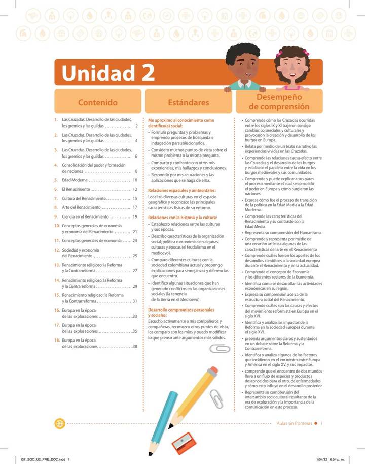 Índice de Ciencias Sociales 7° - Aulas Sin Fronteras - B2 Docente