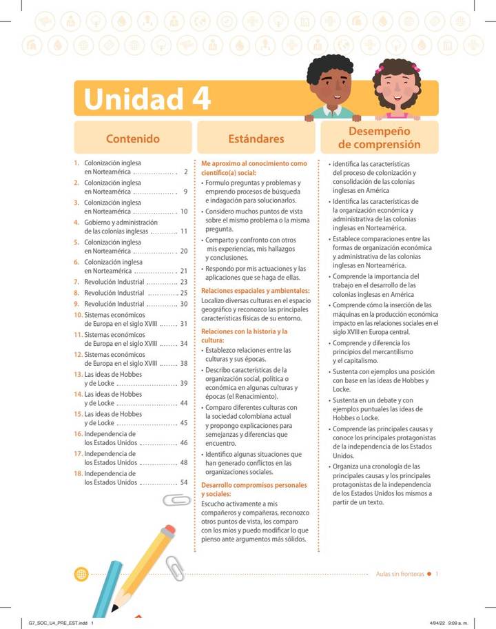 Índice de Ciencias Sociales 7° - Aulas Sin Fronteras - B4 Estudiante