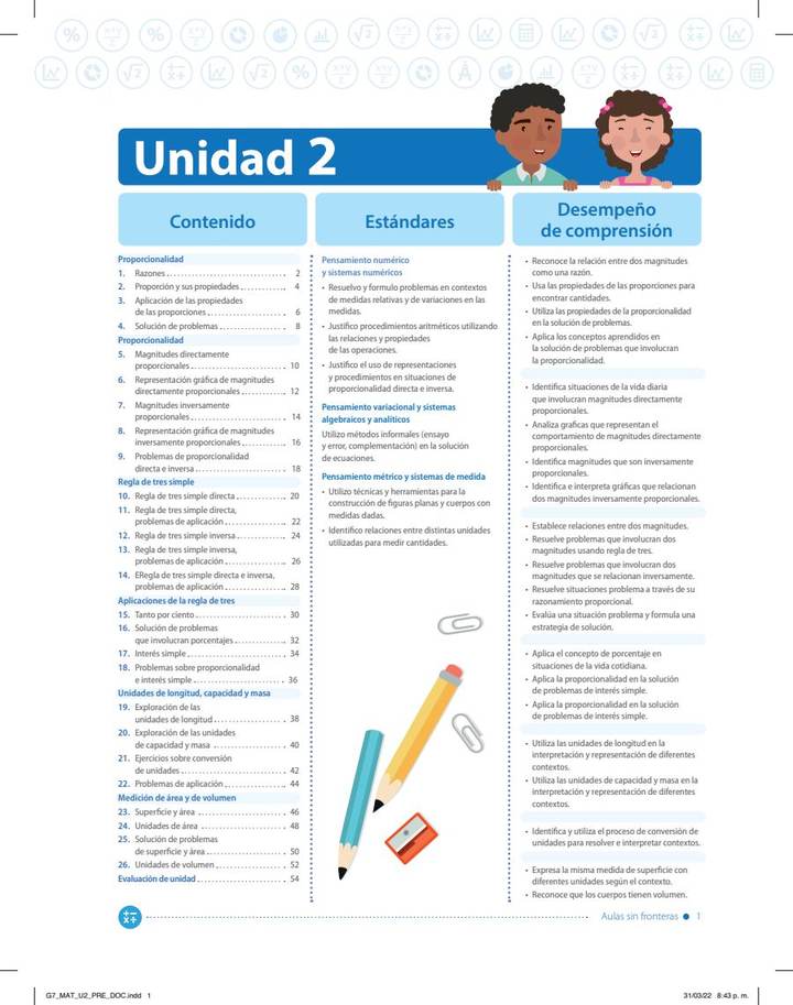 Matemáticas 7° Grado - Aulas Sin Fronteras - Bimestre 2 - Guía del Docente (MEN) PDF 3 Índice de Matemáticas 7° Grado - Aulas Sin Fronteras - Bimestre 2 - Guía del Docente