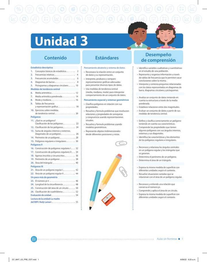 Índice de Matemáticas 7° - Aulas Sin Fronteras - B3 Estudiante