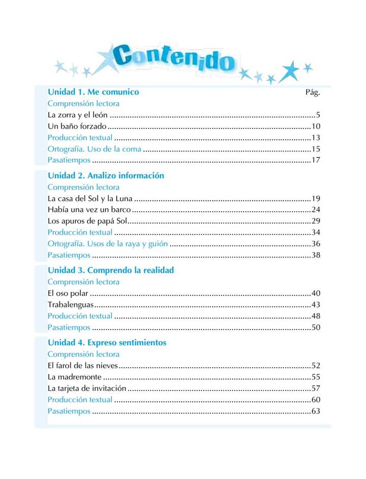 Lenguaje 2° Grado - Competencias Comunicativas - Cuaderno de Actividades (MEN) PDF 3 Índice de Lenguaje 2° Grado - Competencias Comunicativas - Cuaderno de Actividades