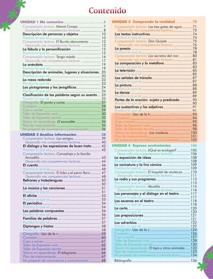 Lenguaje 2° Grado - Competencias Comunicativas - Libro del Estudiante (MEN) PDF 3 Índice de Lenguaje 2° Grado - Competencias Comunicativas - Libro del Estudiante