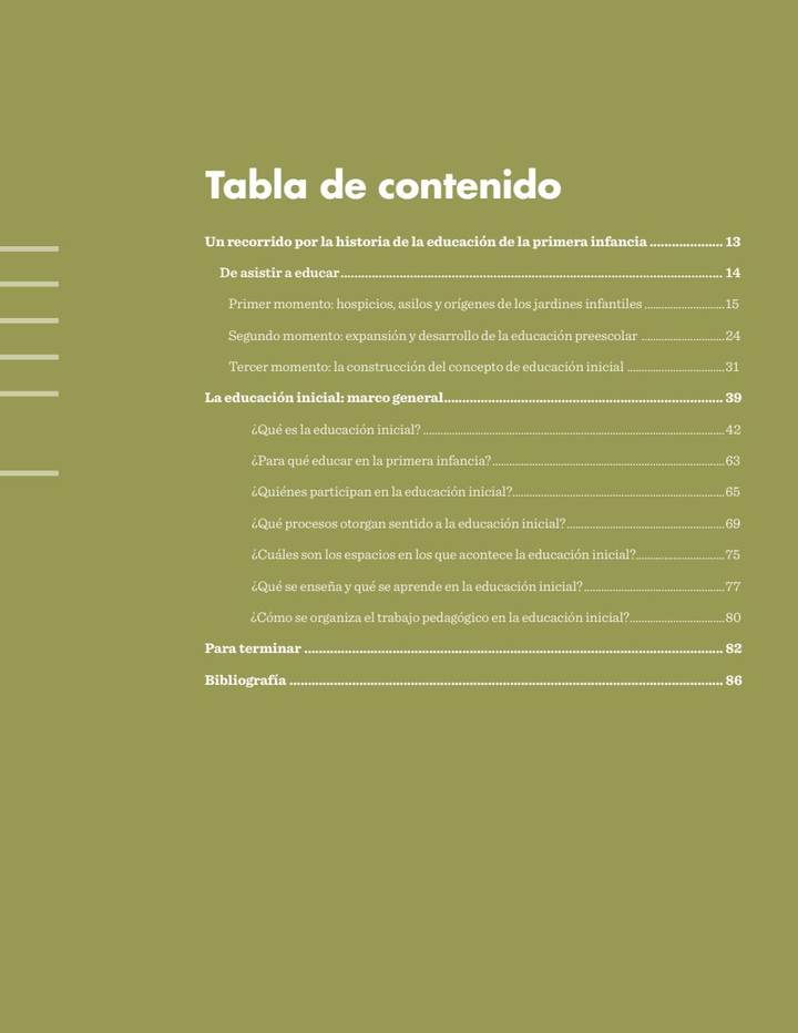 Índice de El Sentido de la Educación Inicial (Doc. 20)