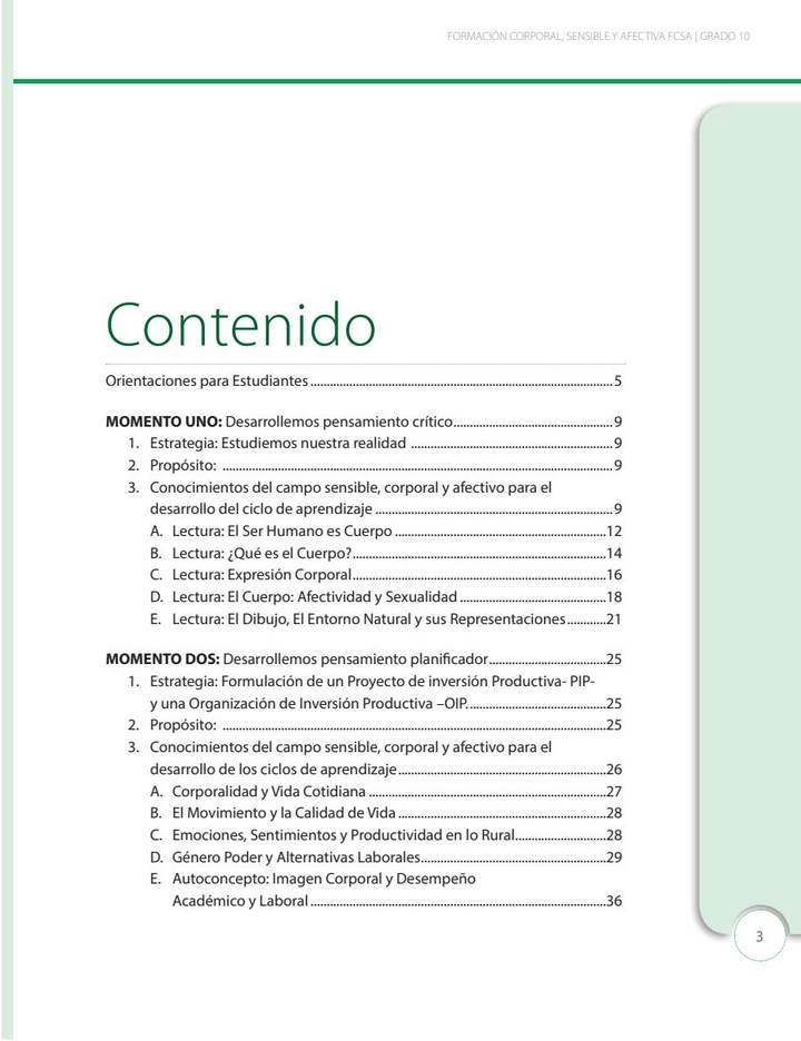 Educación Física 10° Grado - EMER - Formación Corporal (MEN) PDF 3 Índice de Educación Física 10° Grado - EMER - Formación Corporal