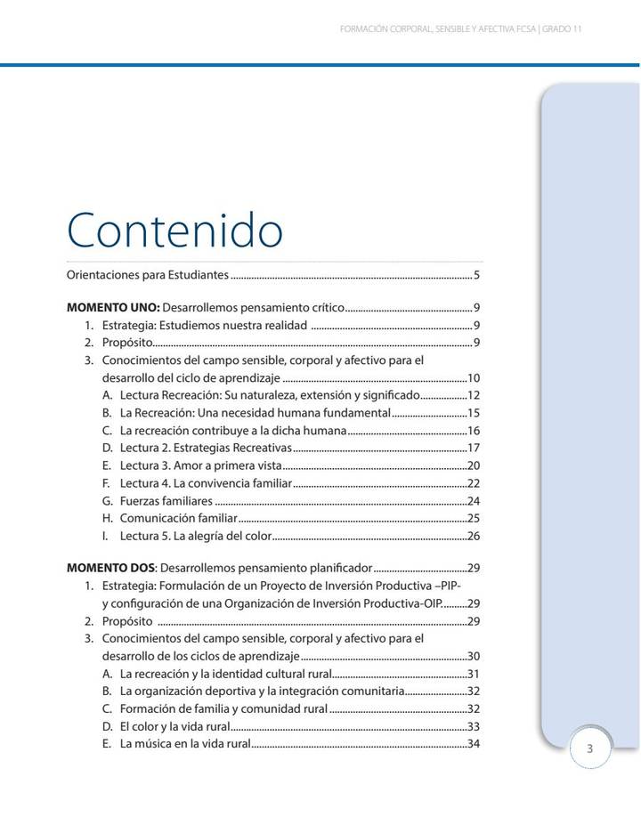 Índice de Educación Física 11° Grado - EMER - Formación Corporal