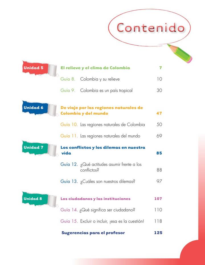 Índice de Ciencias Sociales 4° - Escuela Nueva - Segunda Cartilla