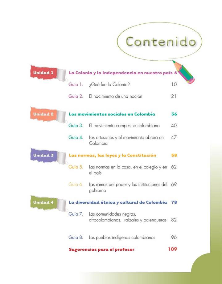 Ciencias Sociales 5° - Escuela Nueva - Primera Cartilla (MEN) PDF 3 Índice de Ciencias Sociales 5° - Escuela Nueva - Primera Cartilla