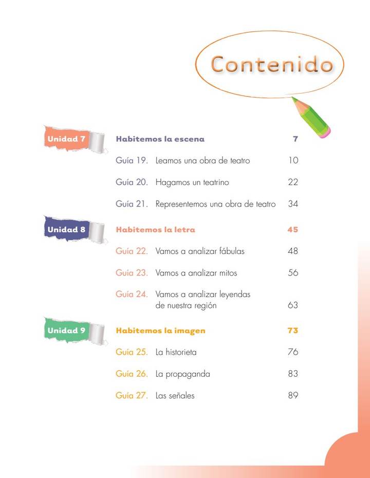 Lenguaje 3° Grado - Escuela Nueva - Tercera Cartilla (MEN) PDF 3 Índice de Lenguaje 3° Grado - Escuela Nueva - Tercera Cartilla