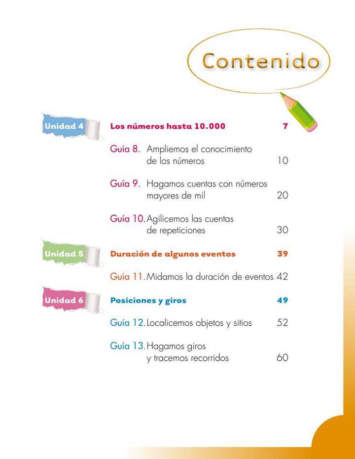 Matemáticas 2° Grado - Escuela Nueva - Segunda Cartilla (MEN) PDF 3 Índice de Matemáticas 2° Grado - Escuela Nueva - Segunda Cartilla