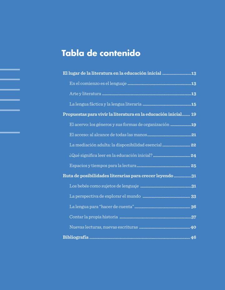 Índice de La Literatura en la Educación Inicial (Doc. 23)