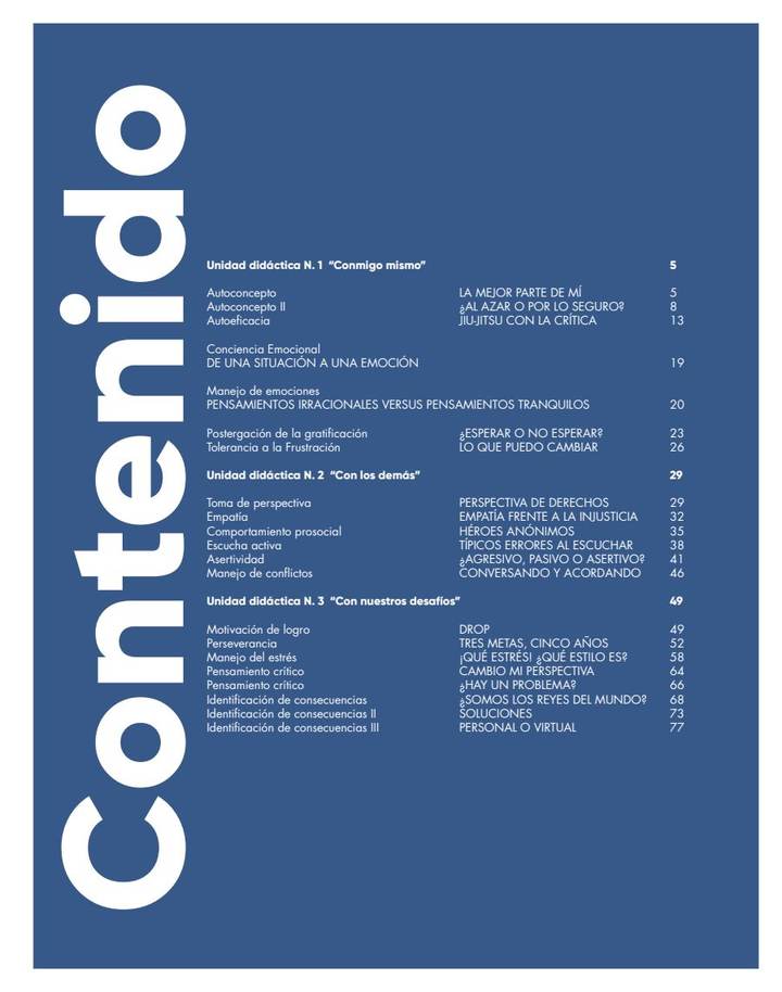 Educación Socioemocional 10° Grado - Paso a Paso - Cuaderno de Trabajo del Estudiante (MEN) PDF 3 Índice de Educación Socioemocional 10° Grado - Paso a Paso - Cuaderno de Trabajo del Estudiante