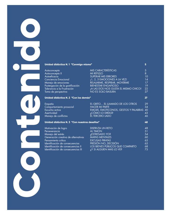 Educación Socioemocional 8° Grado - Paso a Paso - Cuaderno de Trabajo del Estudiante (MEN) PDF 3 Índice de Educación Socioemocional 8° Grado - Paso a Paso - Cuaderno de Trabajo del Estudiante