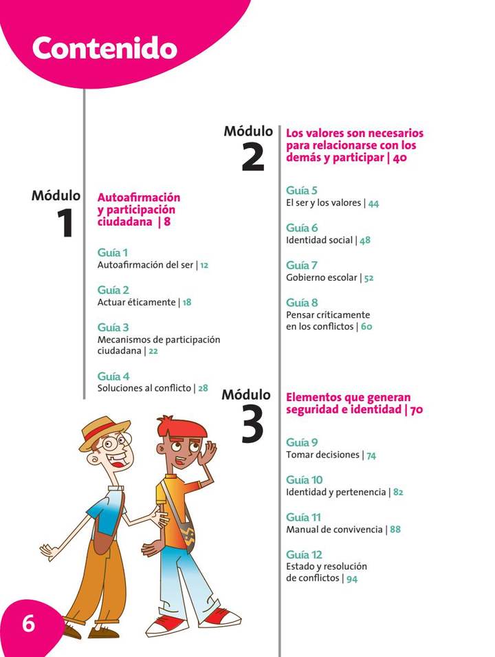 Índice de Ética y Valores Humanos 6° a 7° - Postprimaria - Libro