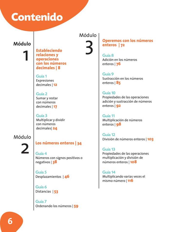 Matemáticas 6° Grado - Postprimaria - Libro del Estudiante (MEN) PDF 3 Índice de Matemáticas 6° Grado - Postprimaria - Libro del Estudiante