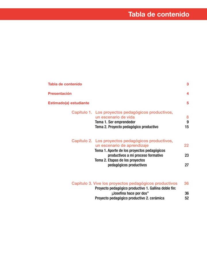 Índice de Proyectos Productivos 6° a 7° - Cartilla 1