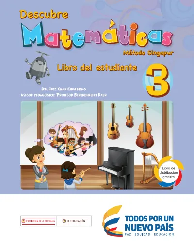 Matemáticas 3° Grado - Método Singapur - Libro del Estudiante (MEN) PDF 2 Portada de Descubre Matemáticas Método Singapur Libro del Estudiante 3