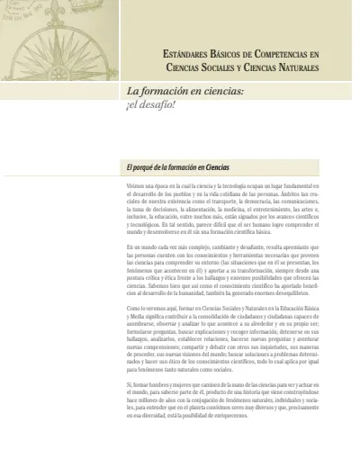 Ciencias Naturales y Sociales - Estándares Básicos (MEN) PDF 1 Portada de Ciencias Naturales y Sociales - Estándares Básicos - MEN Colombia