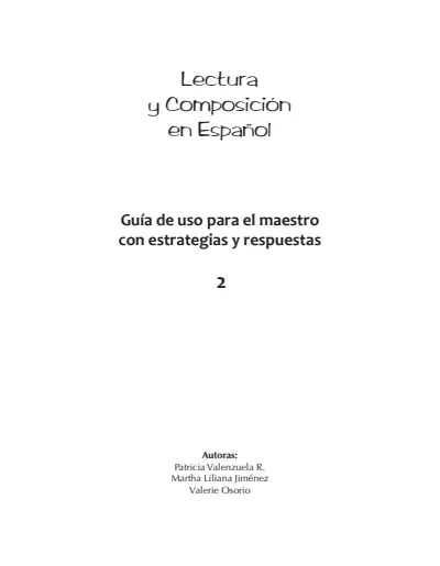 Lenguaje 2° Grado - Lectura y Composición en Español - Guía Docente (MEN) PDF 2 Portada de Lectura y Composición en Español 2 Guía Docente