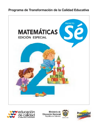 Matemáticas 2° Grado - Proyecto Sé - Libro del Estudiante (MEN) PDF 2 Portada de Matemáticas 2 Proyecto Sé