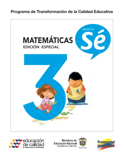 Matemáticas 3° Grado - Proyecto Sé - Libro del Estudiante (MEN) PDF 2 Portada de Matemáticas 3 Proyecto Sé