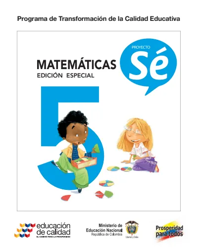 Matemáticas 5° Grado - Proyecto Sé - Libro del Estudiante (MEN) PDF 2 Portada de Matemáticas 5 Proyecto Sé