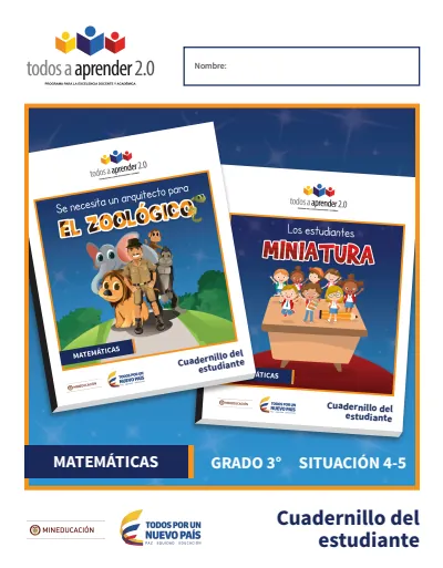 Matemáticas 3° - PREST - Cuadernillo (Situación 4 y 5) (MEN) PDF 2 Portada de Matemáticas 3° - PREST - Cuadernillo (Situación 4 y 5) - MEN Colombia