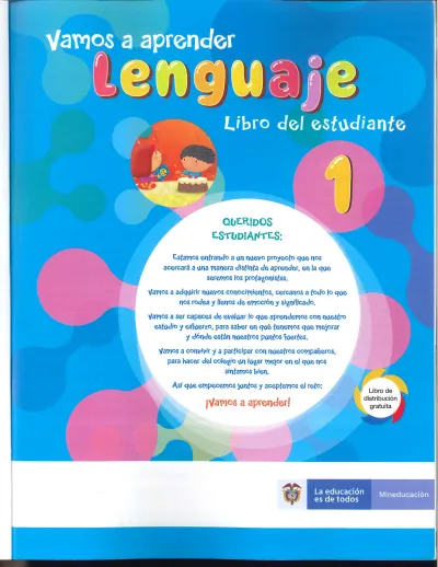Lenguaje 1° Grado - Vamos a Aprender - Libro del Estudiante (MEN) PDF 2 Portada de Vamos a Aprender Lenguaje 1 – Libro del Estudiante