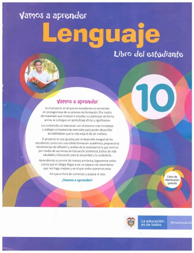 Lenguaje 10° - Vamos a Aprender - Libro del Estudiante (MEN) PDF 2 Portada de Lenguaje 10° - Vamos a Aprender - Libro del Estudiante - MEN Colombia